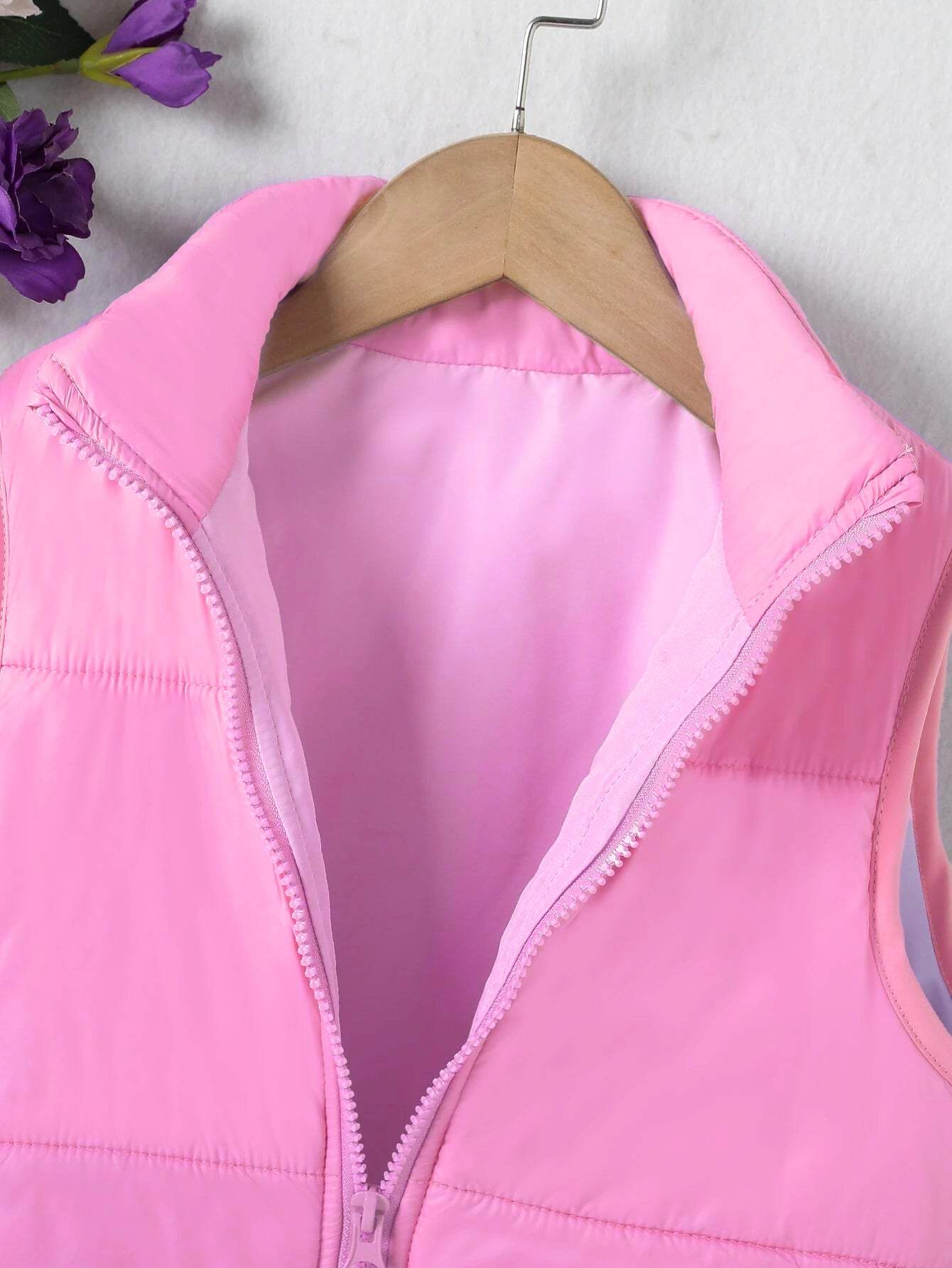 Chic Funnel Neck Zip Up Vest Puffer Coat for girls and boys- Casual Style with Sleeveless Comfort - IRRAKIDS
