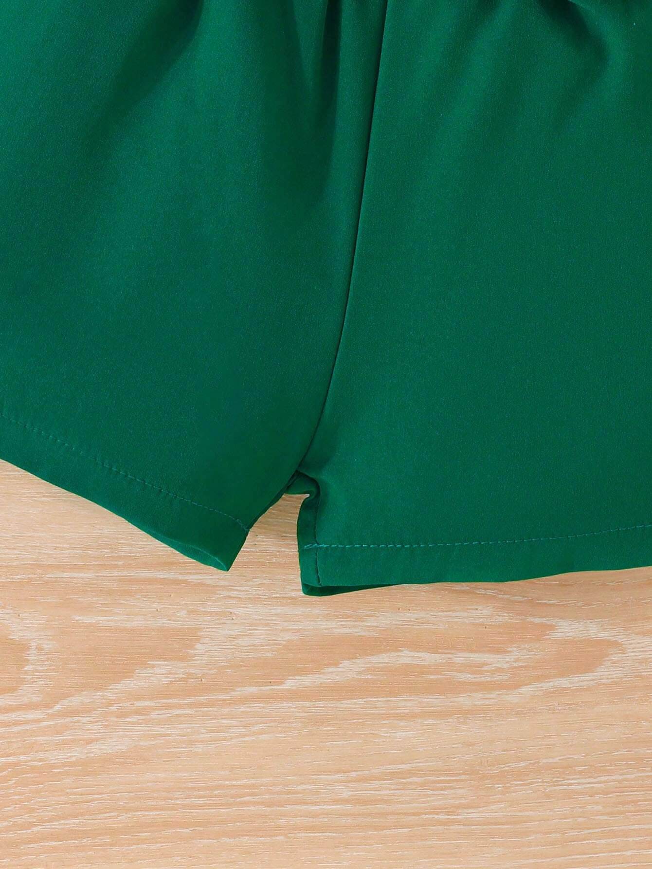 Young Girls Casual Cute Short Sleeve Blouse and Shorts Jumpsuit Set with Mother's Day Print and Floral Trim for Spring Summer, 2 Pieces - IRRAKIDS