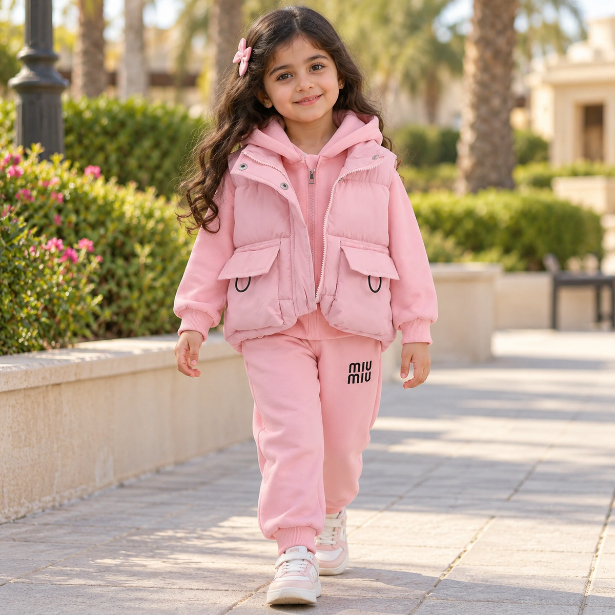 Ensemble unisexe douillet 3 pièces à capuche – Gilet chaud, sweat et pantalon de jogging