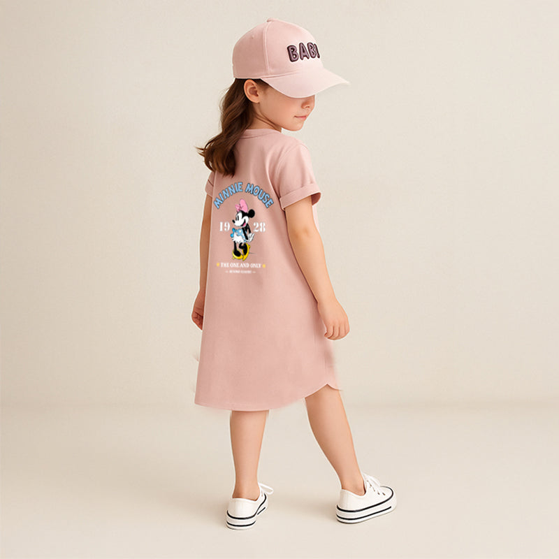 T-shirt d'été élégant à manches longues en pur coton pour fille, imprimé dessin animé avec Casquette