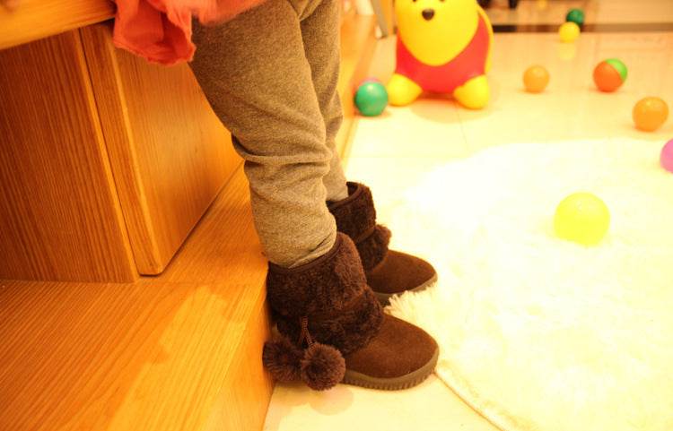 2022 New Winter Furry Boots with Cute Hairball School Warm Fur Shoes - IRRAKIDS