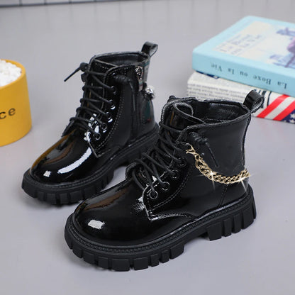 2023 black shiny Fashion Martin Boots for boys and Girls - Stylishwear