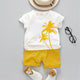 Fashionable two palm tres Print Short-sleeve Tee and Shorts Set