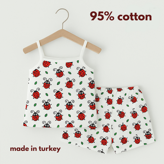 Kids’ Ladybug Cotton Sleep & Play Set – Lightweight Summer Comfort