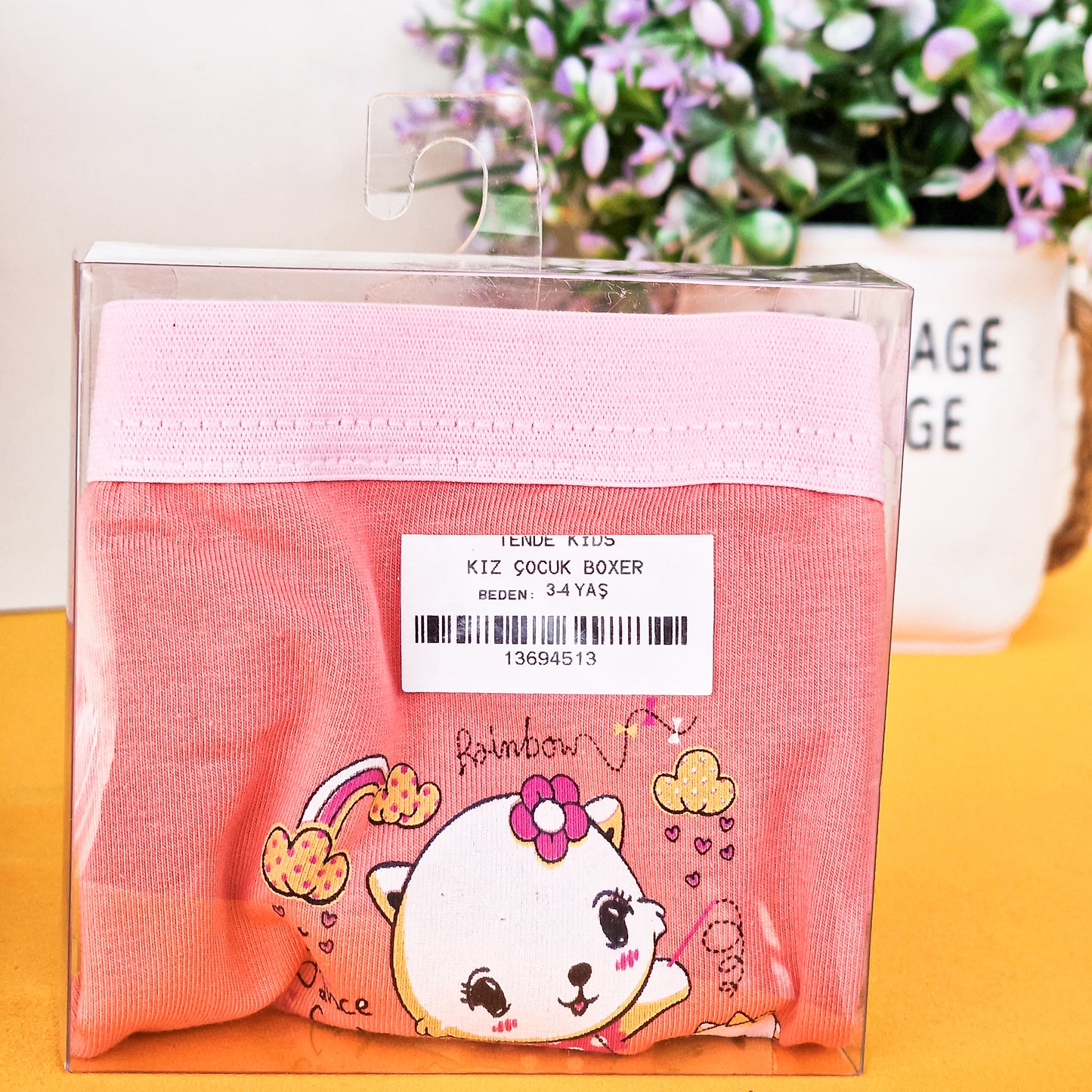 Girls’ Cotton Underwear Set – 2 Printed Shorts & 3 Colorful Socks