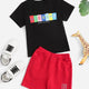 Casual Letter Printed Short Sleeve Top & Shorts Set