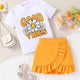 Floral Dreams : Ensemble t-shirt graphique et jupe à volants pour fille
