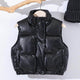 Chic et chaleureux pour l'hiver : gilet épais rembourré en cuir PU pour jeunes filles