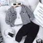 Ensemble pour  garçon Playful Pals – Surchemise élégante à imprimé pied-de-poule + pantalon noir assorti, tenue décontractée et élégante pour le printemps et l'automne