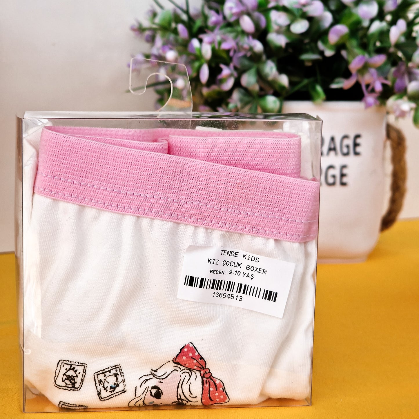 Girls’ Cotton Underwear Set – 2 Printed Shorts & 3 Colorful Socks