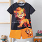 Little boys cartoon lion pattern short sleeve t-shirt set