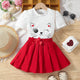 Young Girl's Cartoon Graphic T-shirt & Pleated Skirt