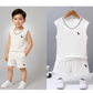 Cute Print Summer Tank Top and Shorts Set with Crew Neck for Kids