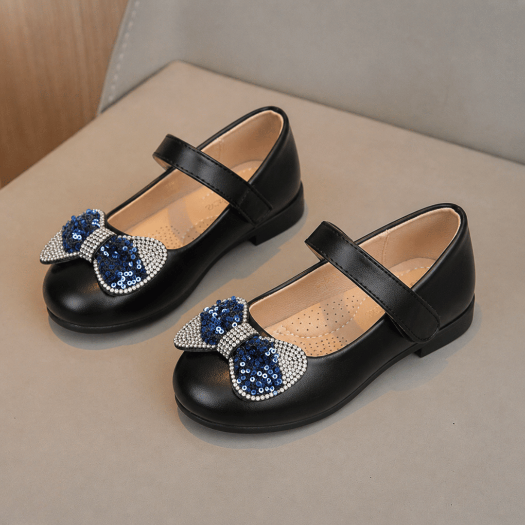 Princess Bow Mary Jane Shoes – Elegant Sparkle for Little Girls ✨