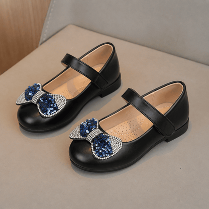 Princess Bow Mary Jane Shoes – Elegant Sparkle for Little Girls ✨