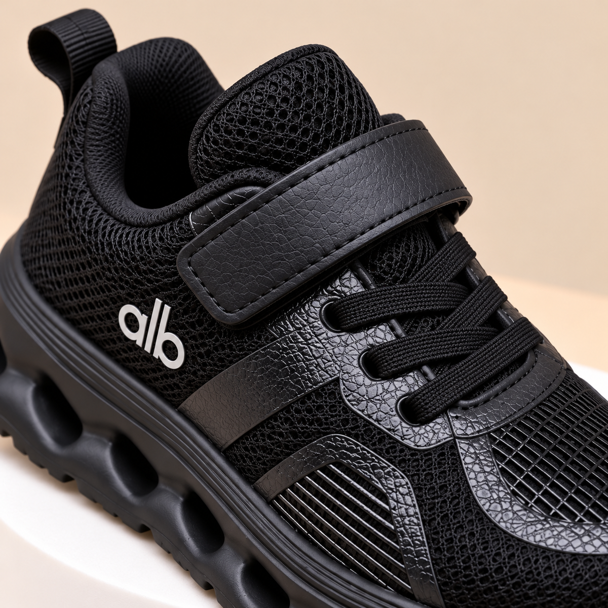 Kids’ Sporty Mesh Sneakers with Sculpted Cutout Soles, Classic Panel Details and Everyday Casual Style in Black, Grey and Navy Blue