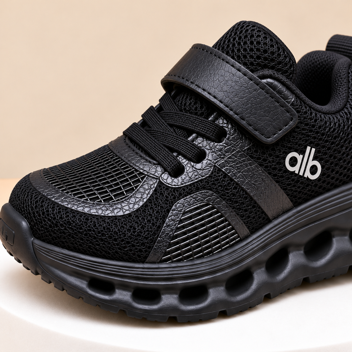 Kids’ Sporty Mesh Sneakers with Sculpted Cutout Soles, Classic Panel Details and Everyday Casual Style in Black, Grey and Navy Blue