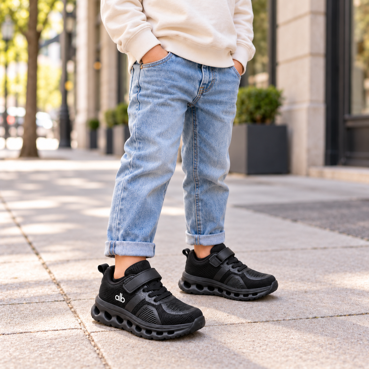 Kids’ Sporty Mesh Sneakers with Sculpted Cutout Soles, Classic Panel Details and Everyday Casual Style in Black, Grey and Navy Blue