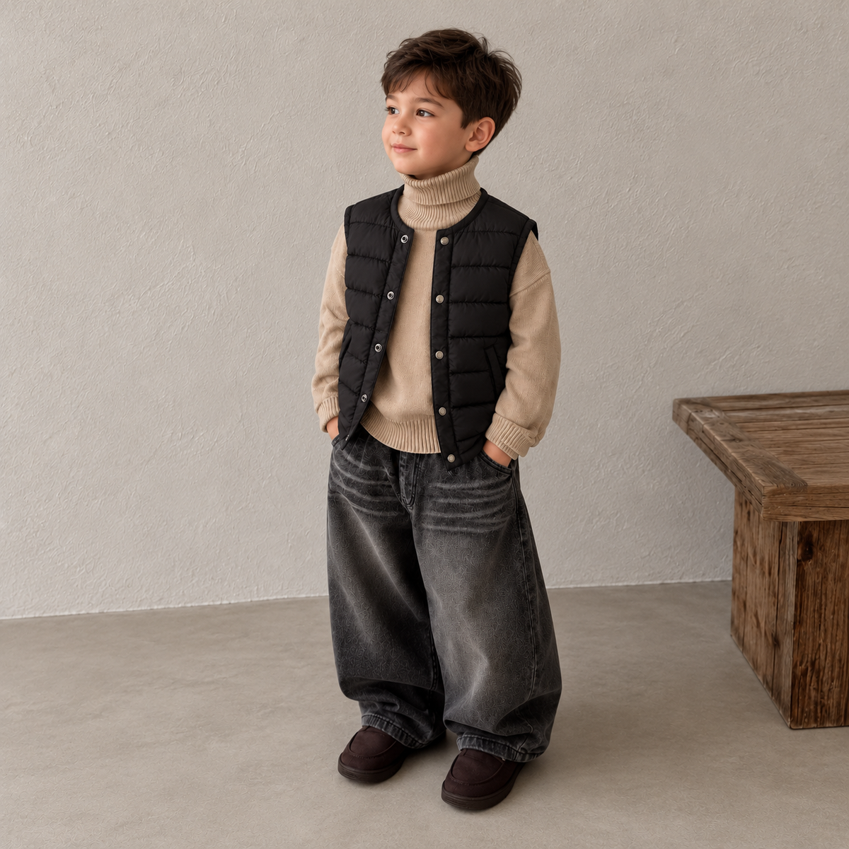 Kids’ Classic Black Quilted Puffer Vest – A Versatile Sleeveless Layer for Stylish School Outfits, Weekend Adventures and Cooler Days