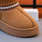 Girls’ Stylish Ankle Boots with Ribbed Knit Cuffs, Decorative Stitching and Chunky Soles