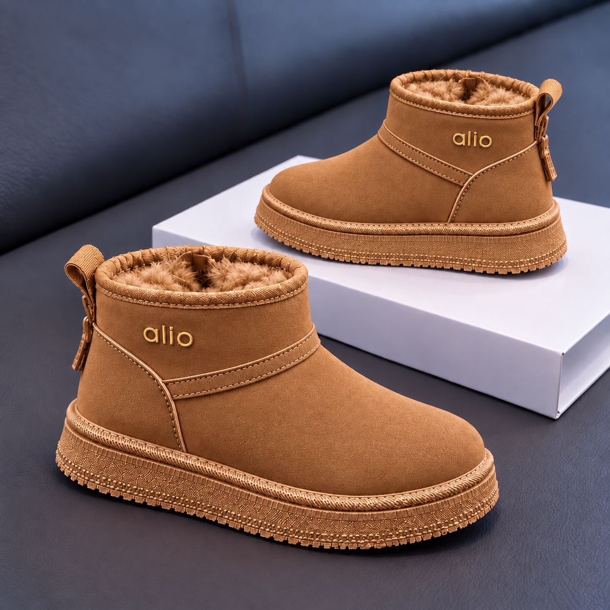 Kids’ Cozy Plush-Lined Winter Ankle Boots with a Soft Suede-Look Finish, Rounded Toe and Classic Everyday Style – Available in Pink, Khaki and Black