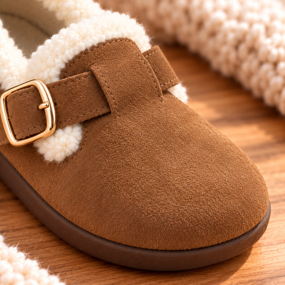 Little Charm – Kids’ Cozy Buckle Shoes with Fluffy Lining