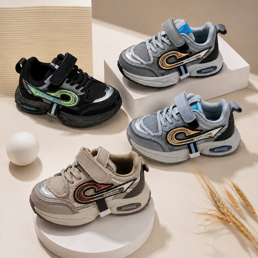 Kids’ Lightweight Casual Sneakers – Velcro & Lace-Up Design