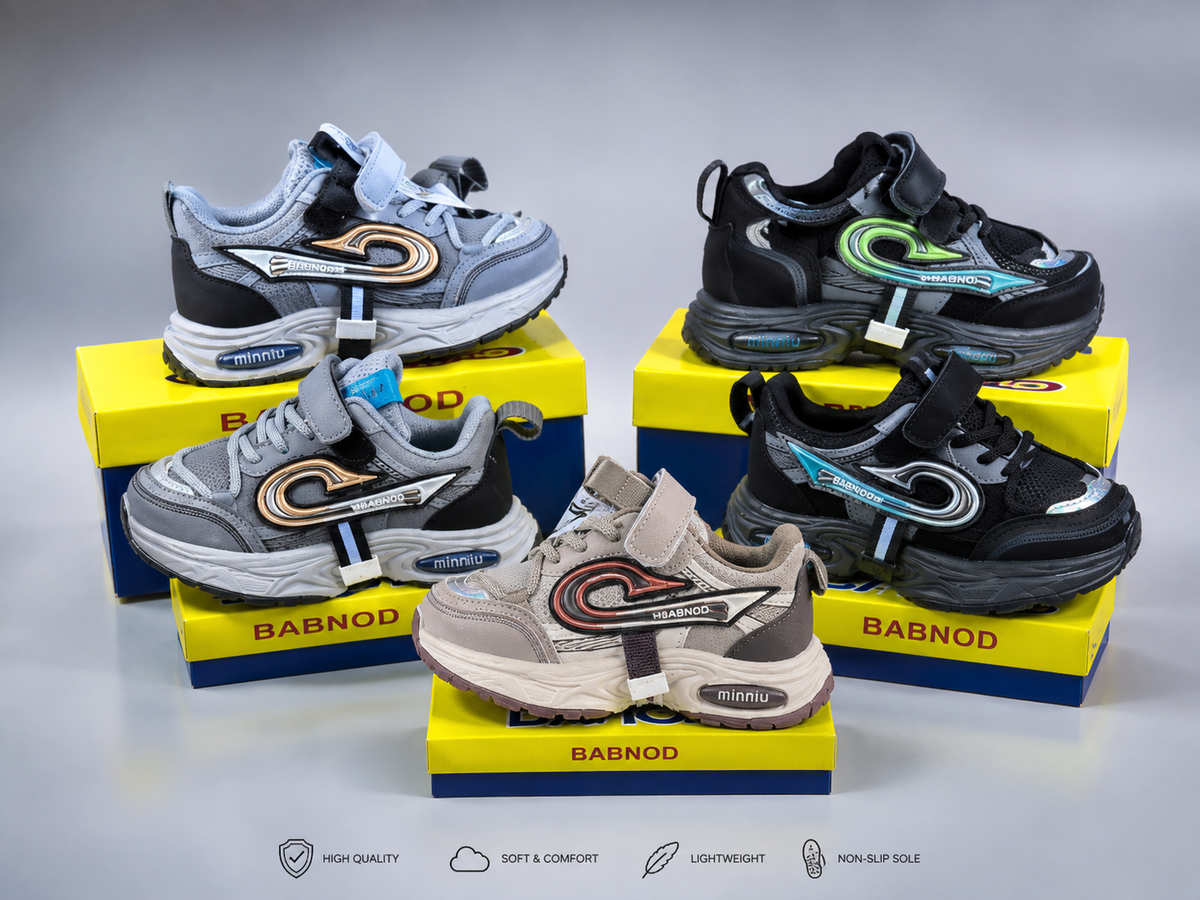 Kids’ Lightweight Casual Sneakers – Velcro & Lace-Up Design