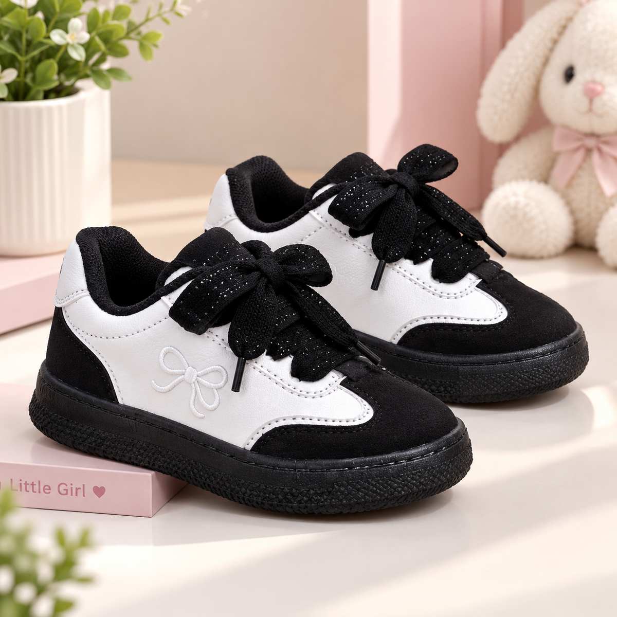 Baskets décontractées pour filles – Détail nœud élégant et chaussures confortables pour tous les jours
