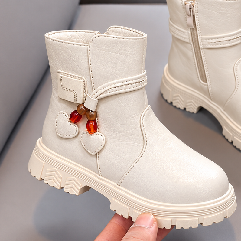 Girls’ Heart Charm Ankle Boots – Stylish Comfort for Every Little Adventure