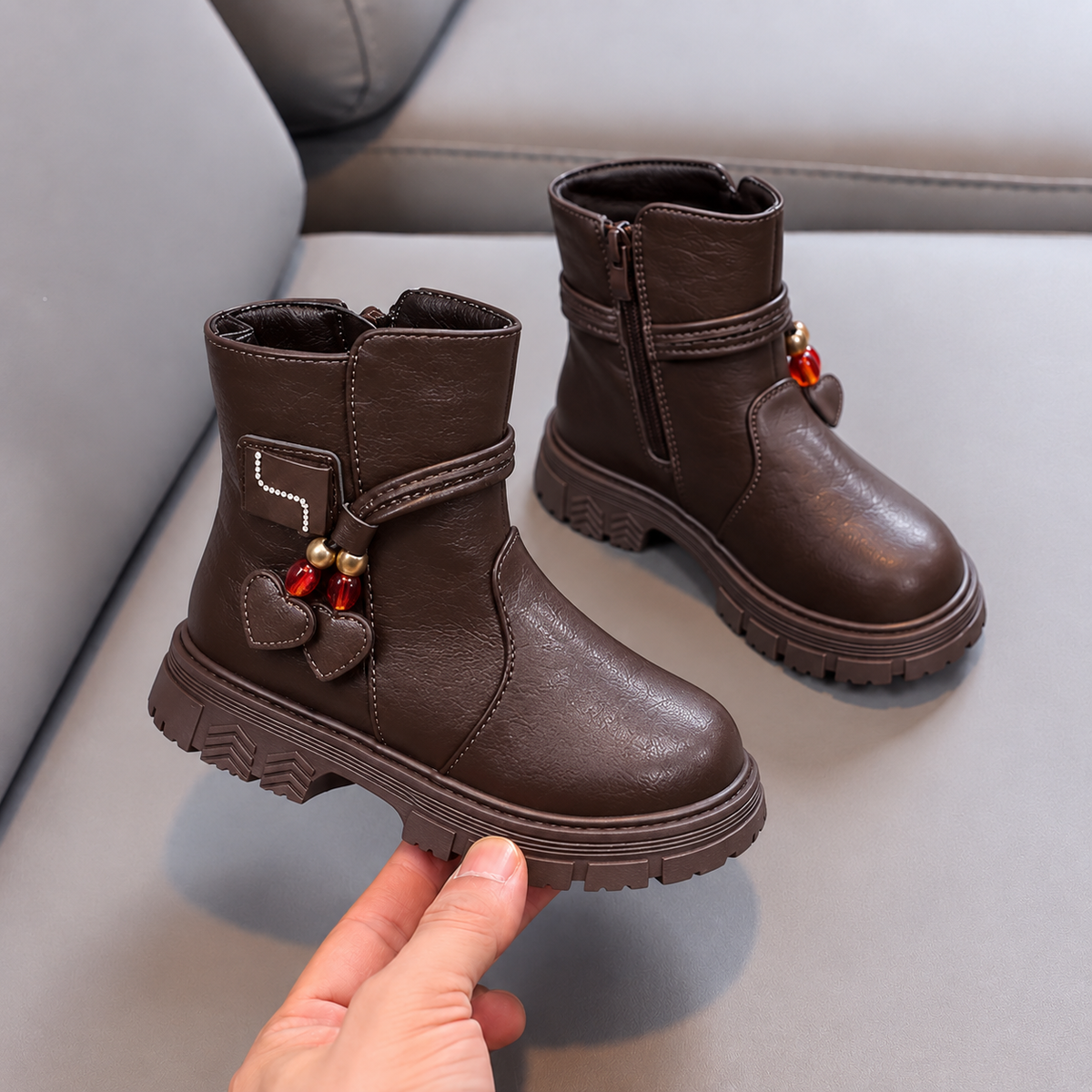 Girls’ Heart Charm Ankle Boots – Stylish Comfort for Every Little Adventure