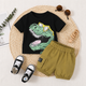 Ensemble 2 pièces pour bébé garçon avec lunettes et short cargo imprimé dinosaure,