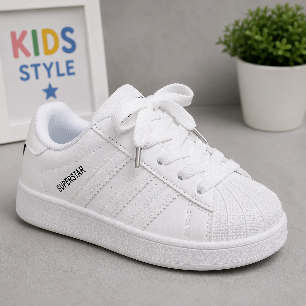 Baskets classiques à bout coquille pour enfants – Chaussures de sport décontractées à lacets pour garçons et filles Description du produit :