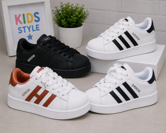Baskets classiques à bout coquille pour enfants – Chaussures de sport décontractées à lacets pour garçons et filles Description du produit :