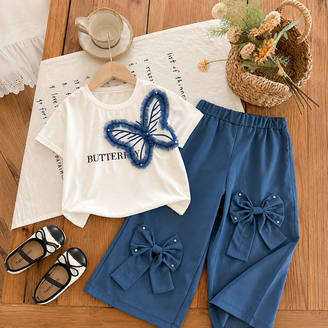 Butterfly Charm 2-Piece Girls’ Outfit Set