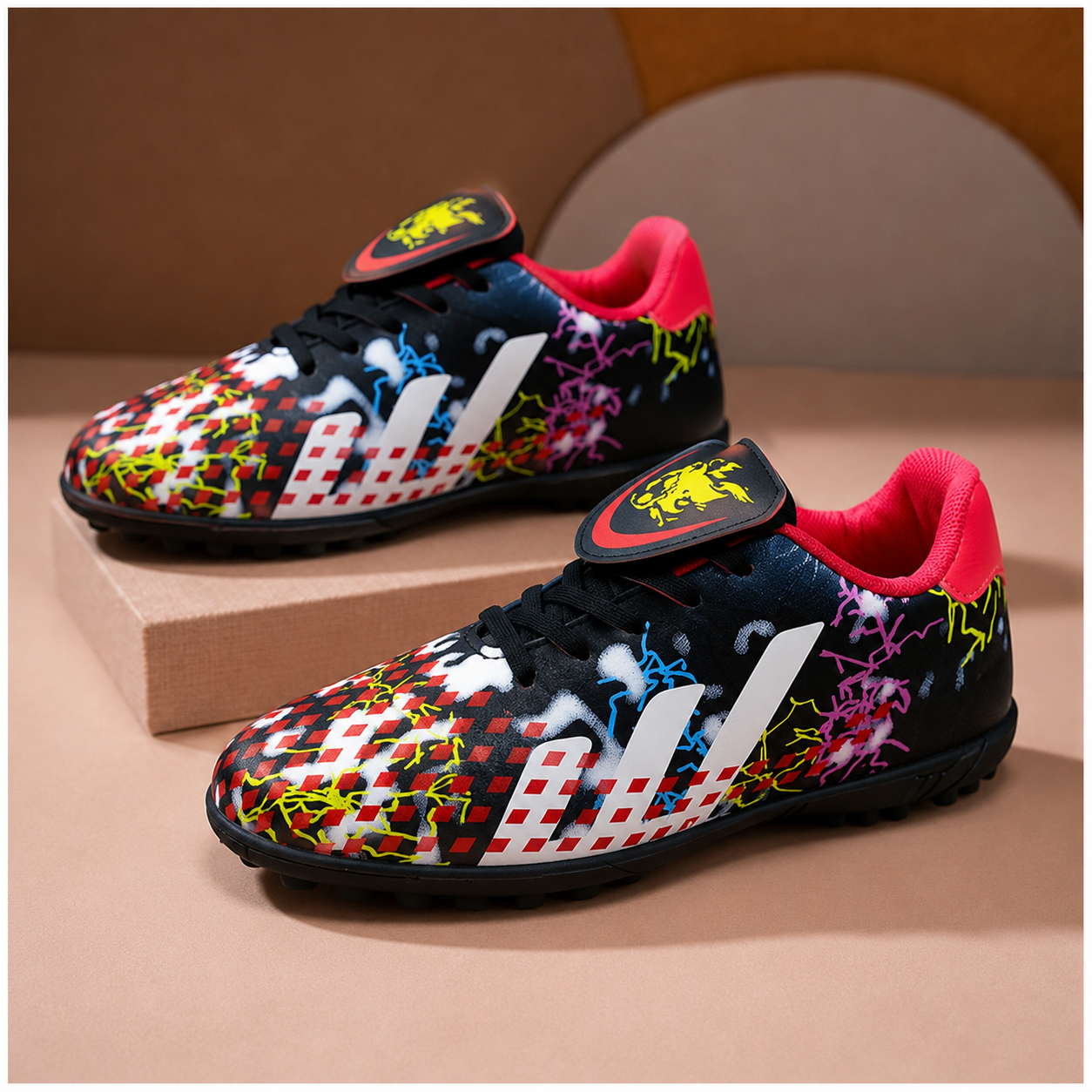 Boys' Graffiti Football Training Shoes – Lightweight Non-Slip Sports Sneakers