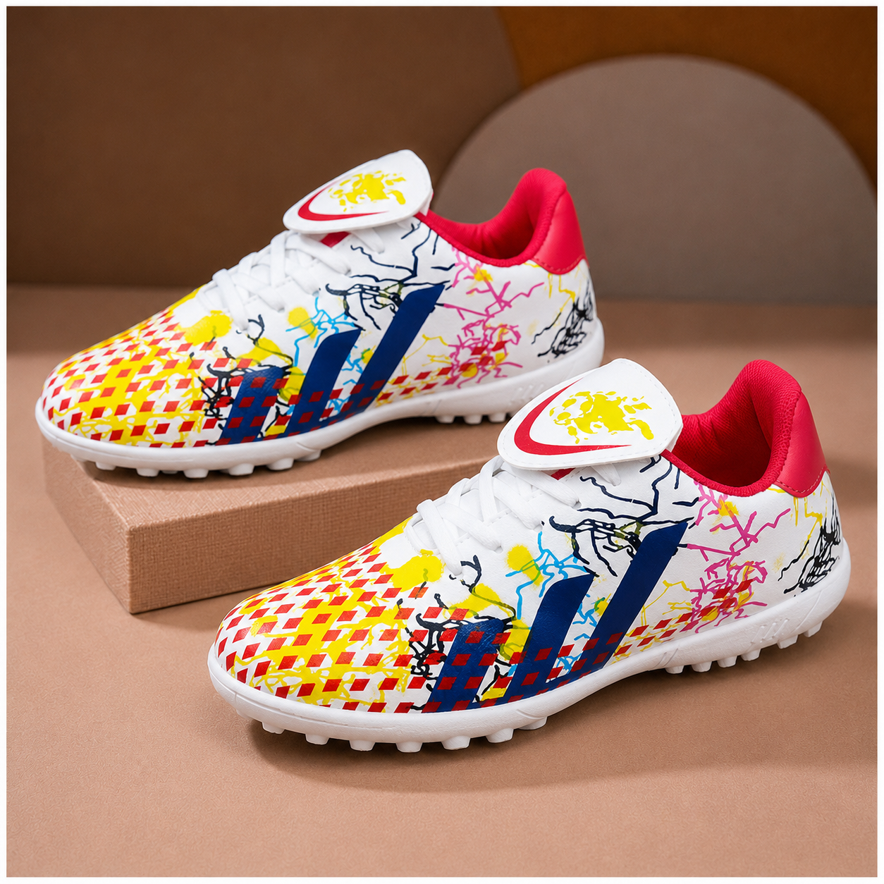 Boys' Graffiti Football Training Shoes – Lightweight Non-Slip Sports Sneakers