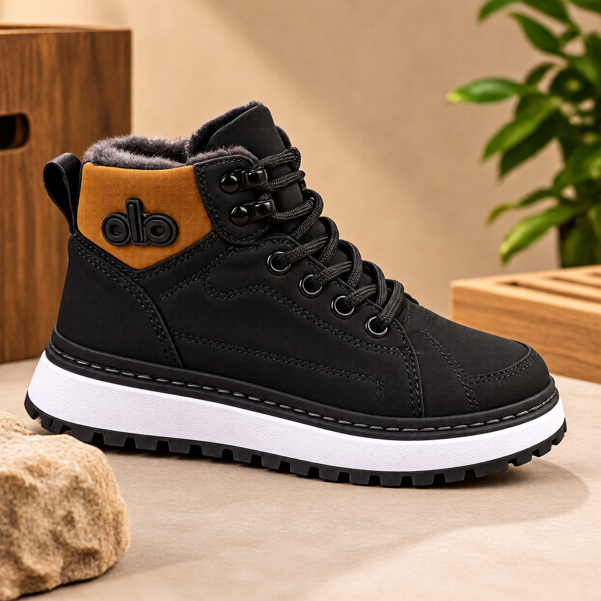 Bottes d’hiver montantes et chaudes pour enfants – Chaussures décontractées à lacets 