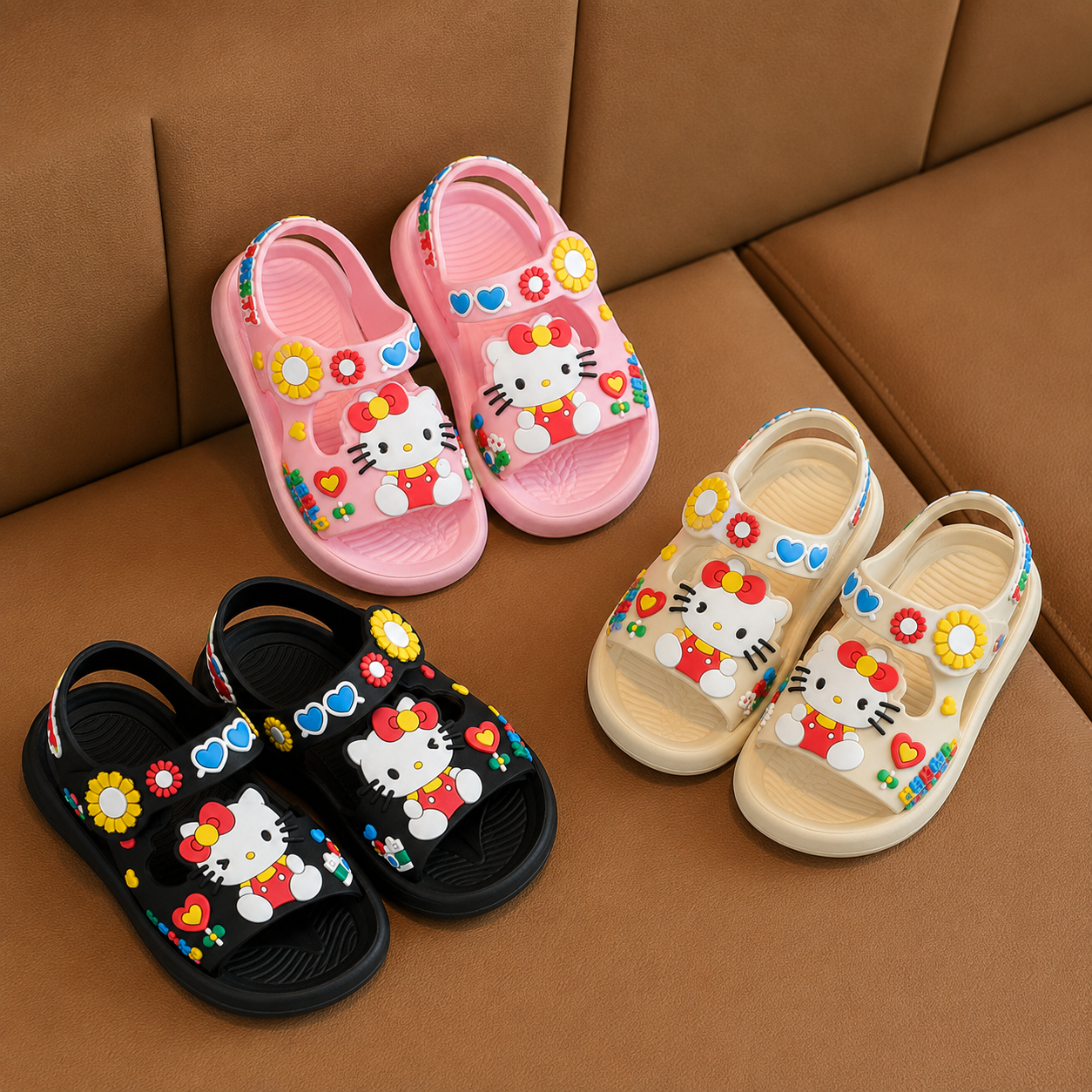 Girls’ Cartoon Flower Summer Sandals – Adjustable & Lightweight