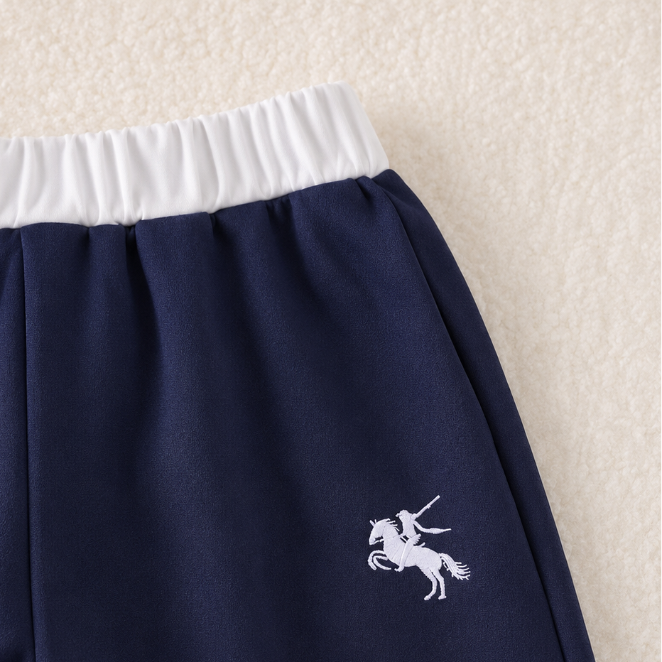 Ensemble décontracté unisexe deux pièces à col contrastant – Haut à manches longues et pantalon assorti
