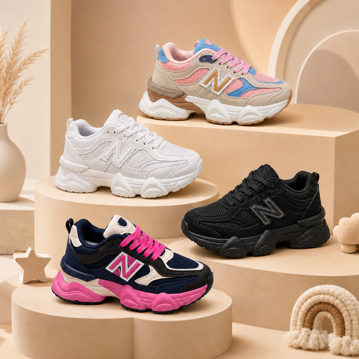 Baskets épaisses unisexes pour enfants – Chaussures légères, respirantes et confortables pour le quotidien