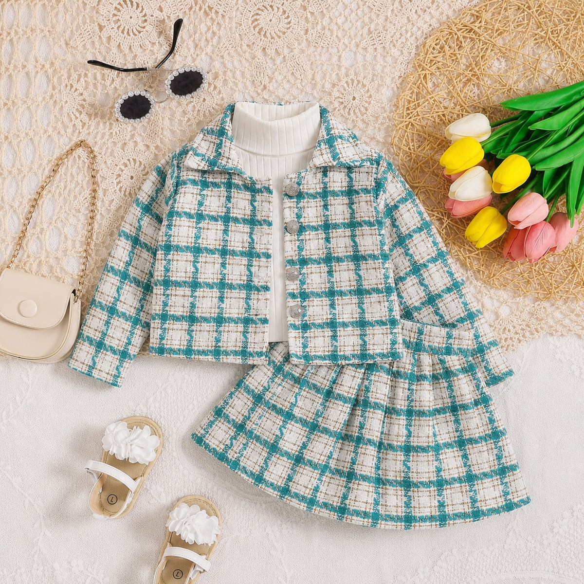 Classic Plaid Charm 3-Piece Outfit Set 2