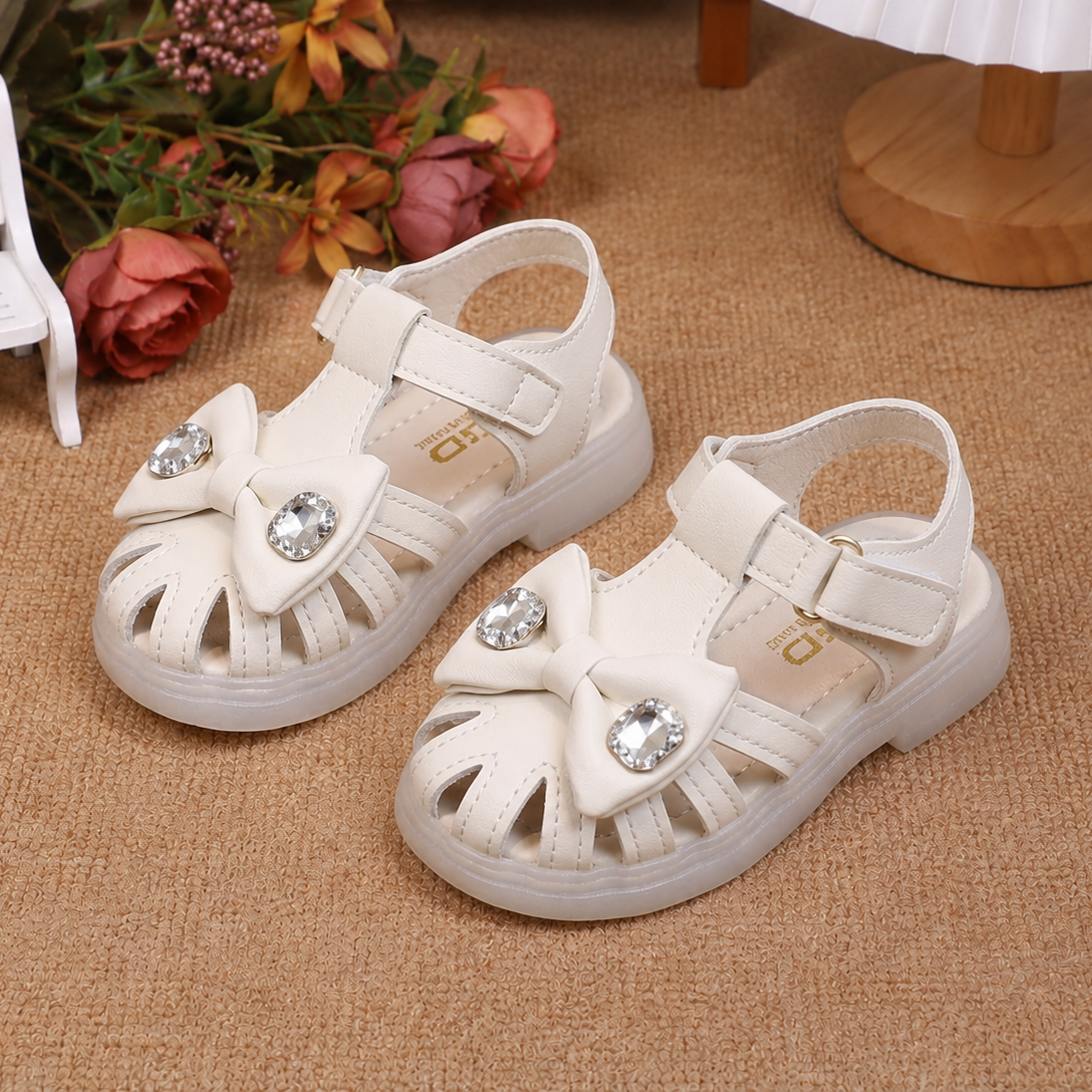 Sandales lumineuses LED pour filles – Jolies chaussures d'été à nœud avec semelle lumineuse