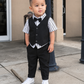 Elegant Kids Formal Outfit Set – Shirt, Vest, Bow Tie & Pants