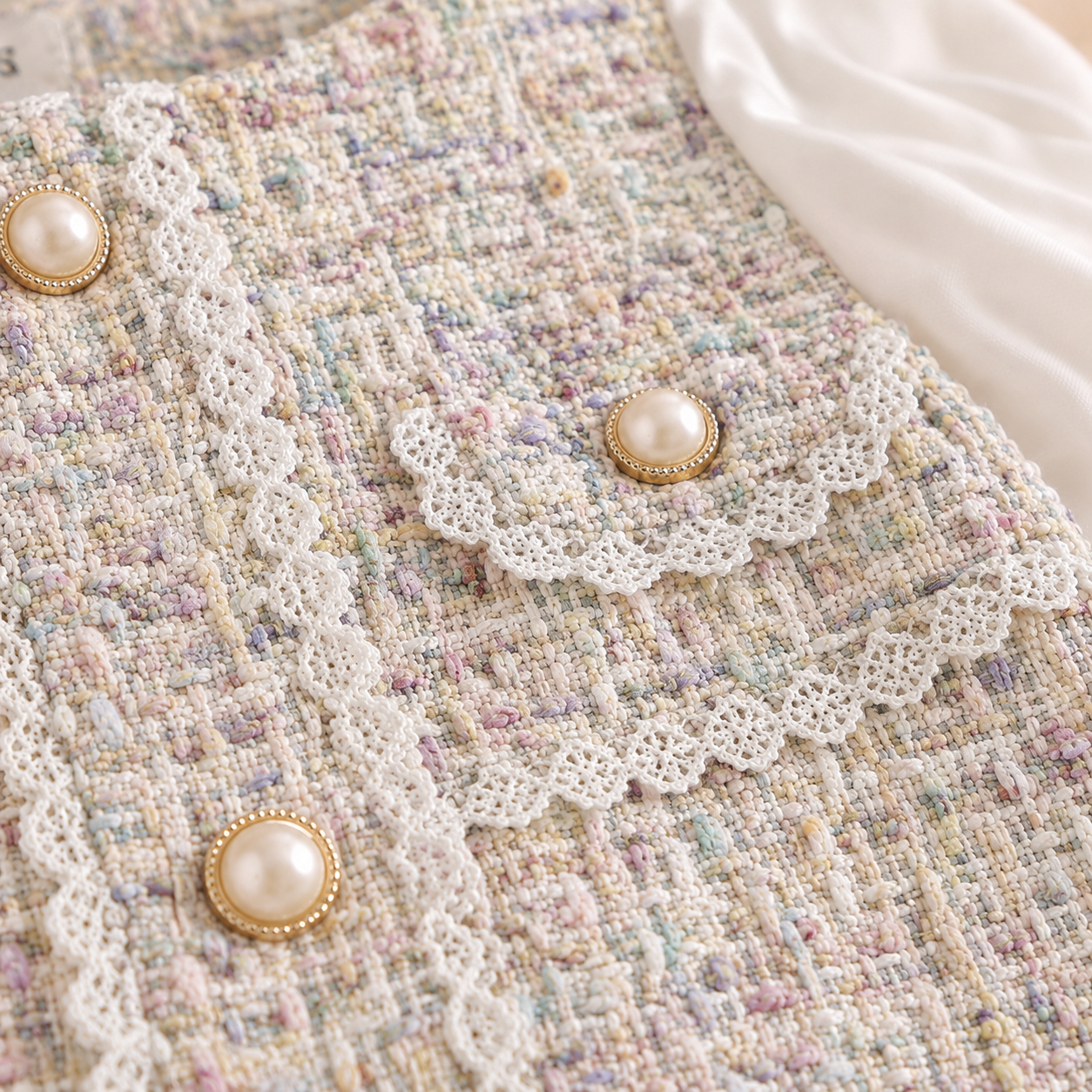 Robe Élégante en Tweed à Manches Bouffantes pour Filles – Robe Trapèze Style Princesse