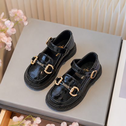 New Sleek and Stylish: Glossy Leather Shoes for Fashionable Girls