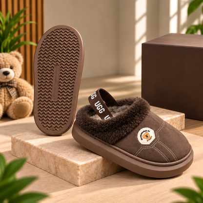 Girls Fur-Trim Slip-On Shoes