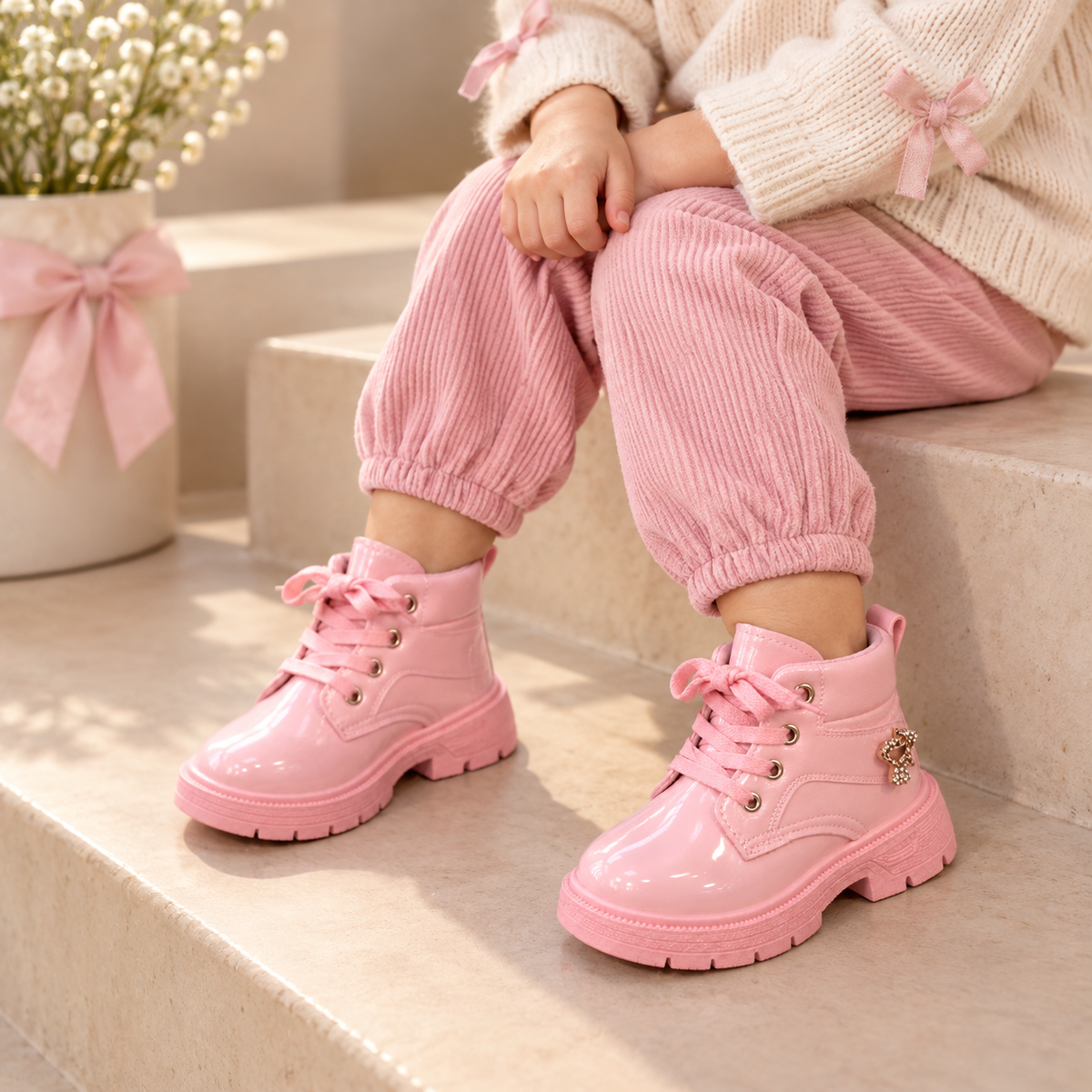 Bottines à lacets vernies pour fille – Élégantes, confortables et parfaites au quotidien
