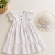Ensemble de tenue d'été 2026 pour enfants, chemise rayée en coton, short et robe, vêtements doux et respirants pour garçons et filles
