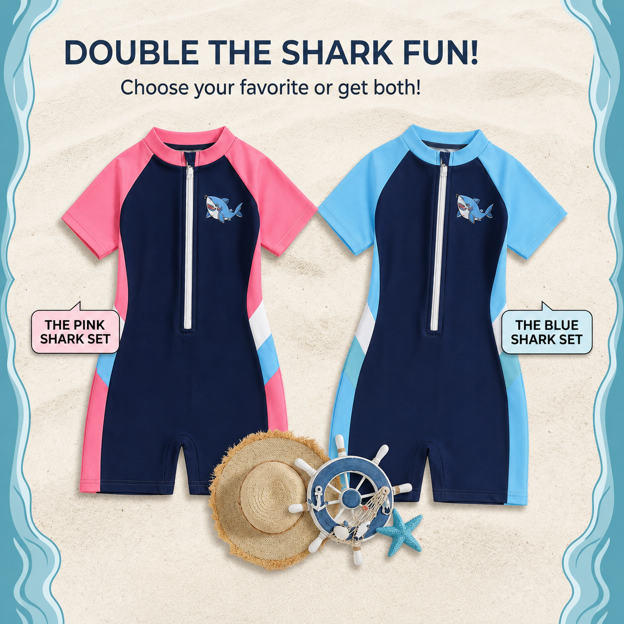 Kids Shark Swim Suit – One-Piece UV Protection Swimwear